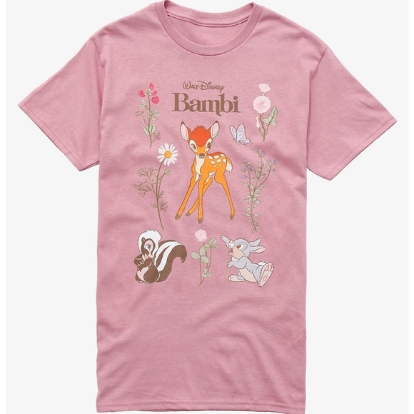 Pink Floral Bambi Tee Graphic T-Shirt - Picture 1 of 5